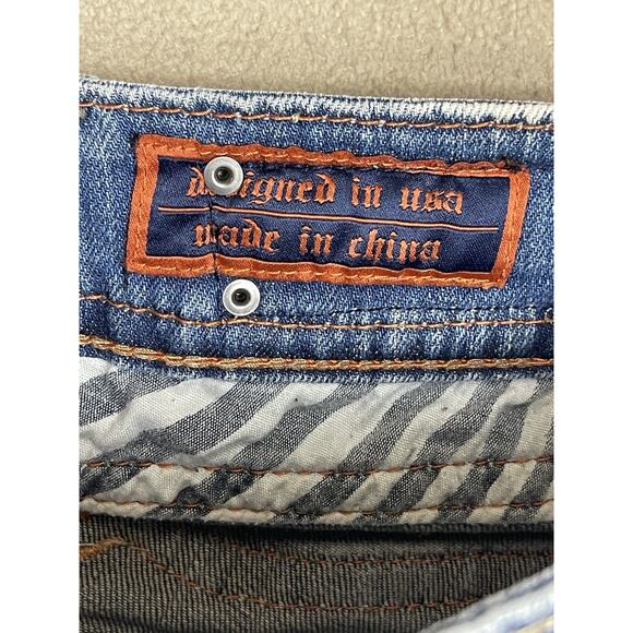 Rock Revival Jeans Womens 27 Blue Patti Boot Low Rise Cut Off Raw Hem Denim - Picture 12 of 16